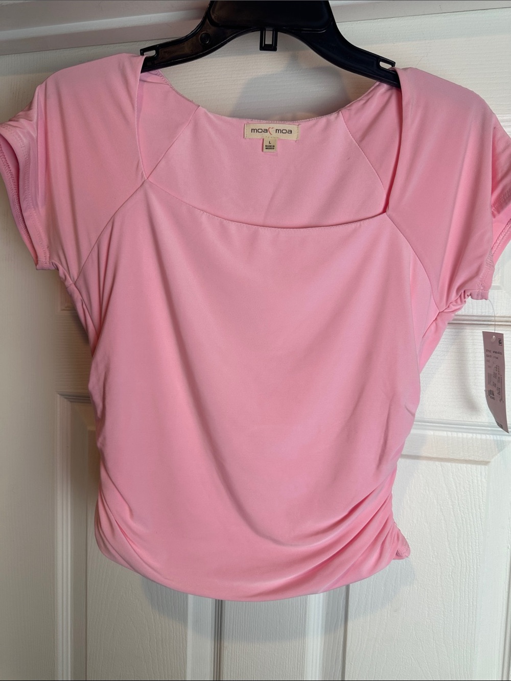 Moa Moa  Light Pink Short Sleeve Scoop Neck Top